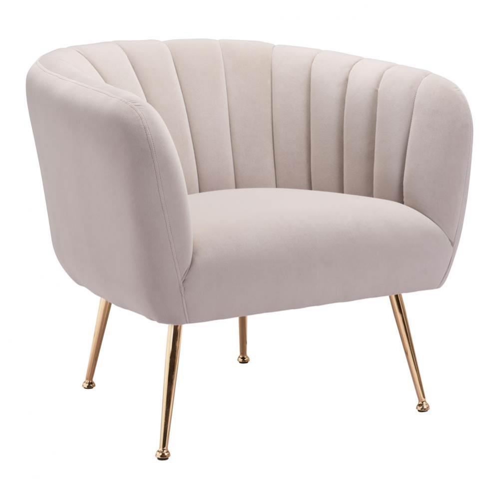 Deco Accent Chair Beige and Gold