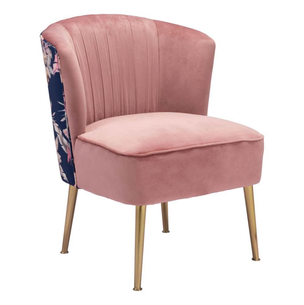 Tina Accent Chair Pink, Gold and Foliage Print