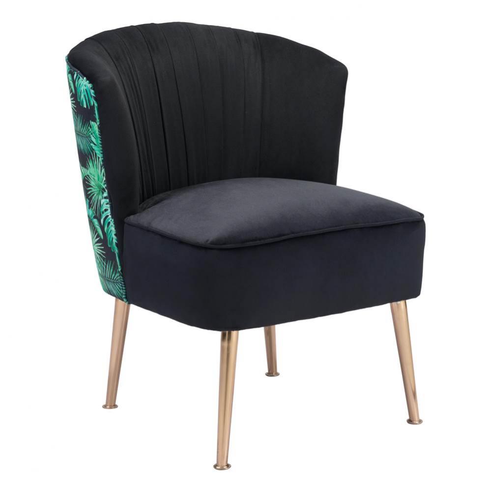 Tonya Accent Chair Black, Gold and Tropical Print