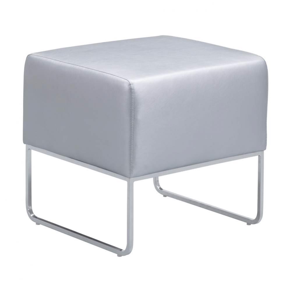 Plush Ottoman Silver