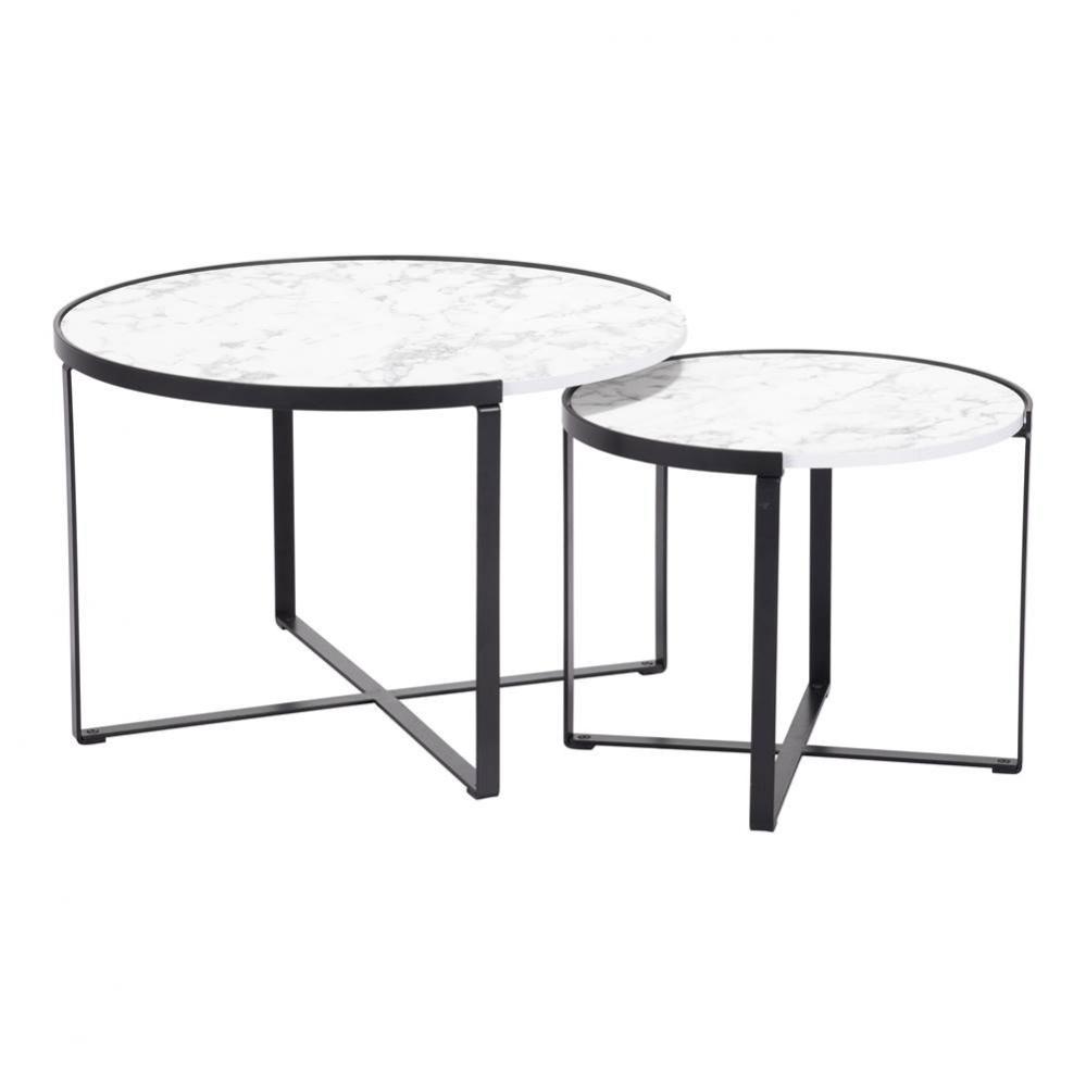 Brioche Coffee Table Set White and Black