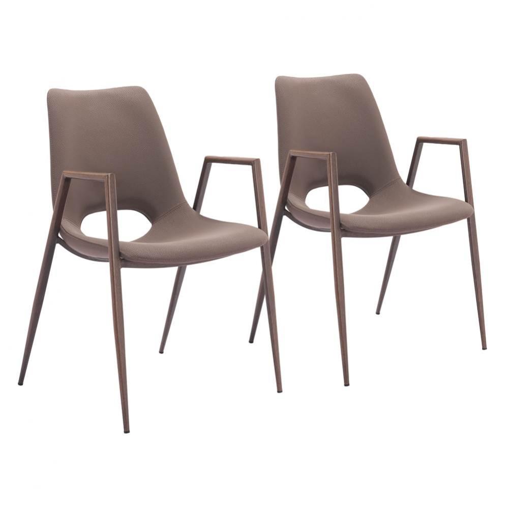 Desi Dining Chair (Set of 2) Brown and Walnut