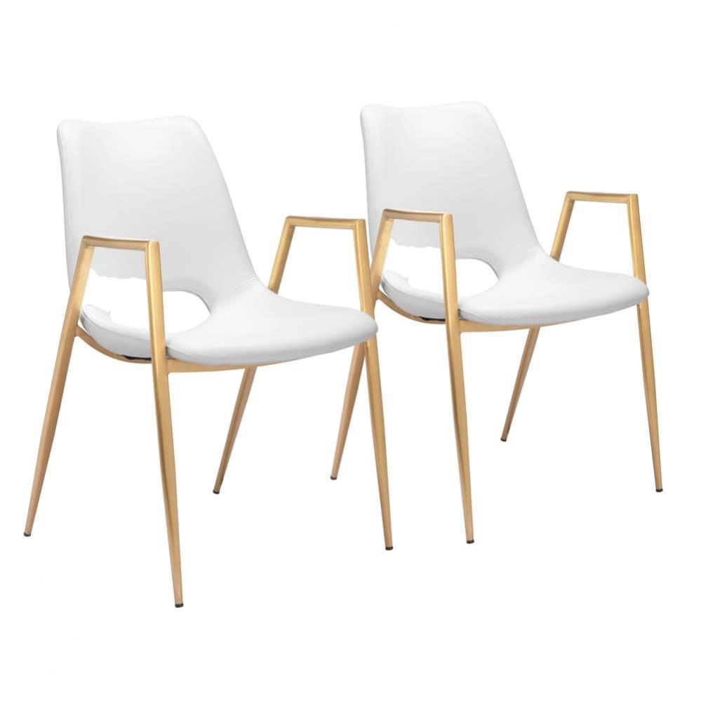 Desi Dining Chair (Set of 2) White and Gold