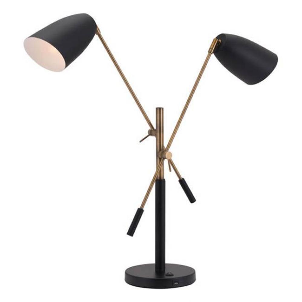 Tanner Table Lamp Matte Black and Brass