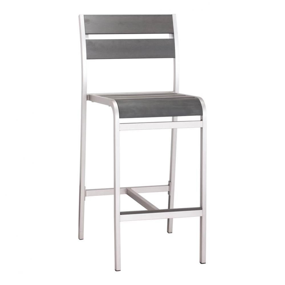 Megapolis Bar Armless Chair Brushed Aluminum (Set of 2)