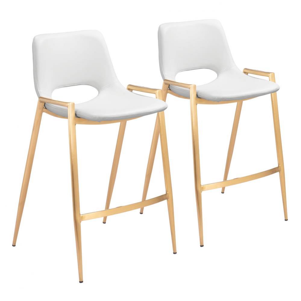 Desi Counter Stool (Set of 2) White and Gold