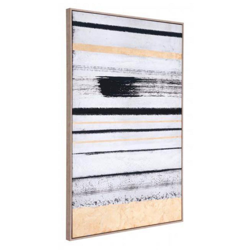 Vertical Brush Strokes Canvas Black and Gold