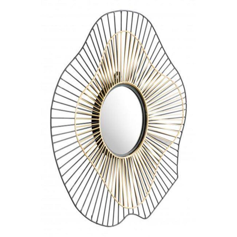 Comet Round Mirror Black and Gold