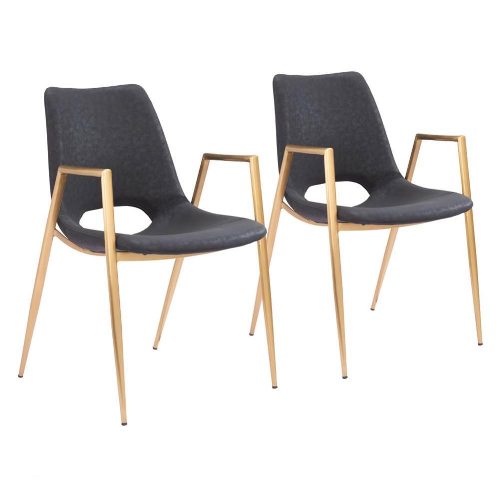 Desi Dining Chair (Set of 2) Black and Gold