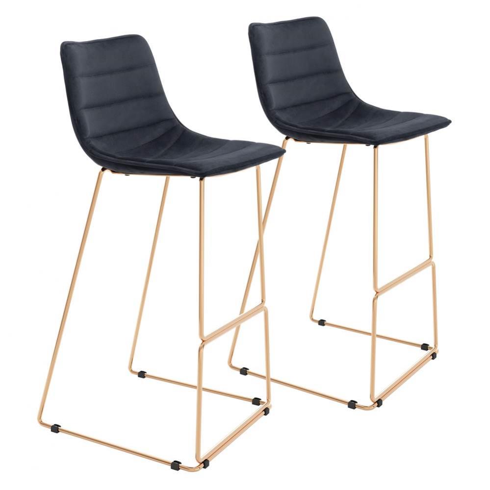 Adele Bar Chair (Set of 2) Black and Gold