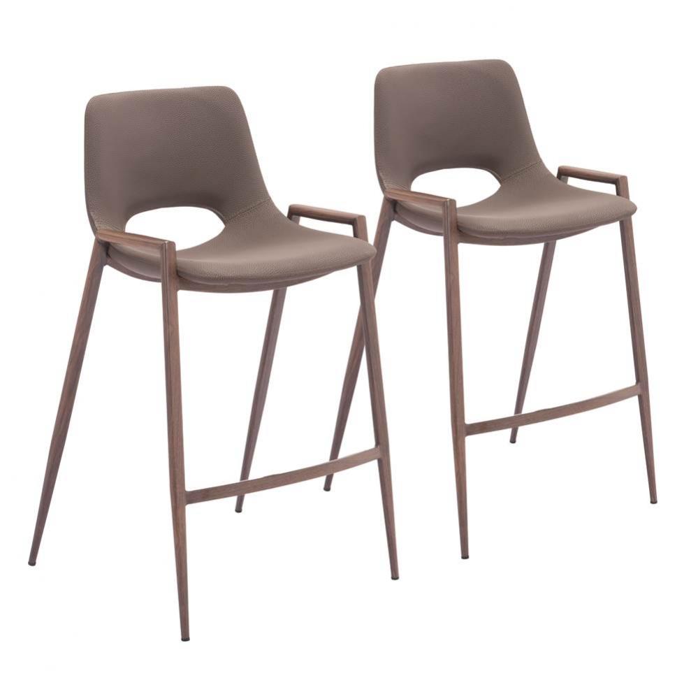 Desi Counter Stool (Set of 2) Brown and Walnut