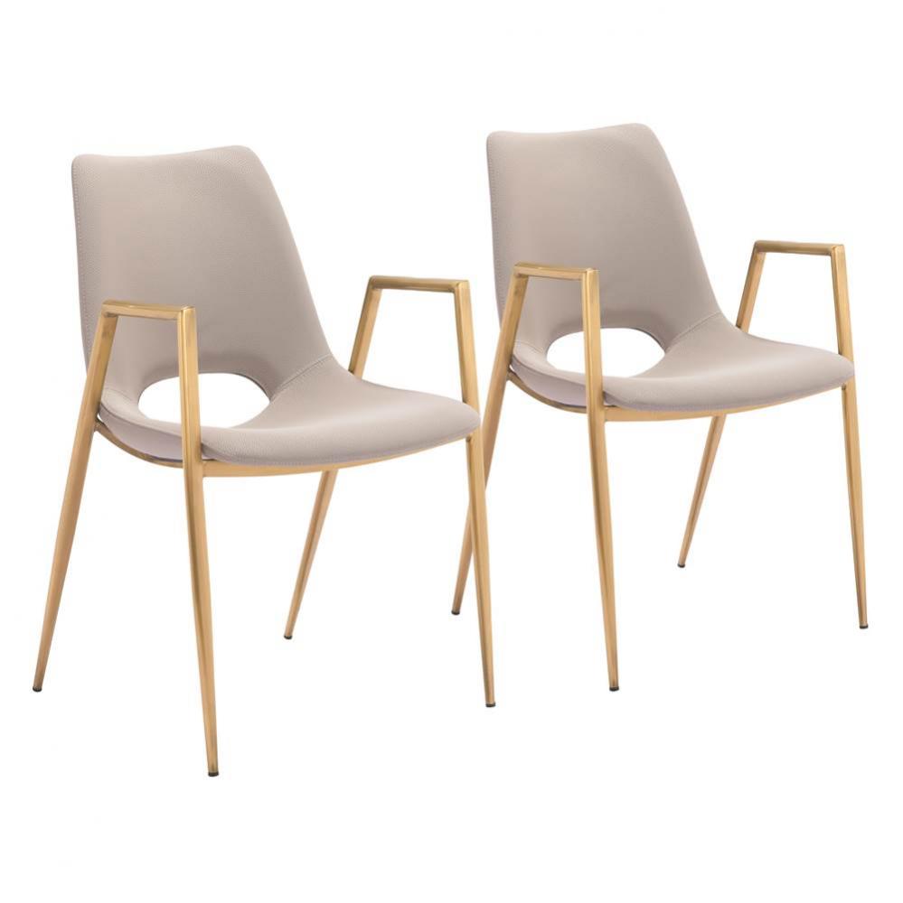 Desi Dining Chair (Set of 2) Beige and Gold