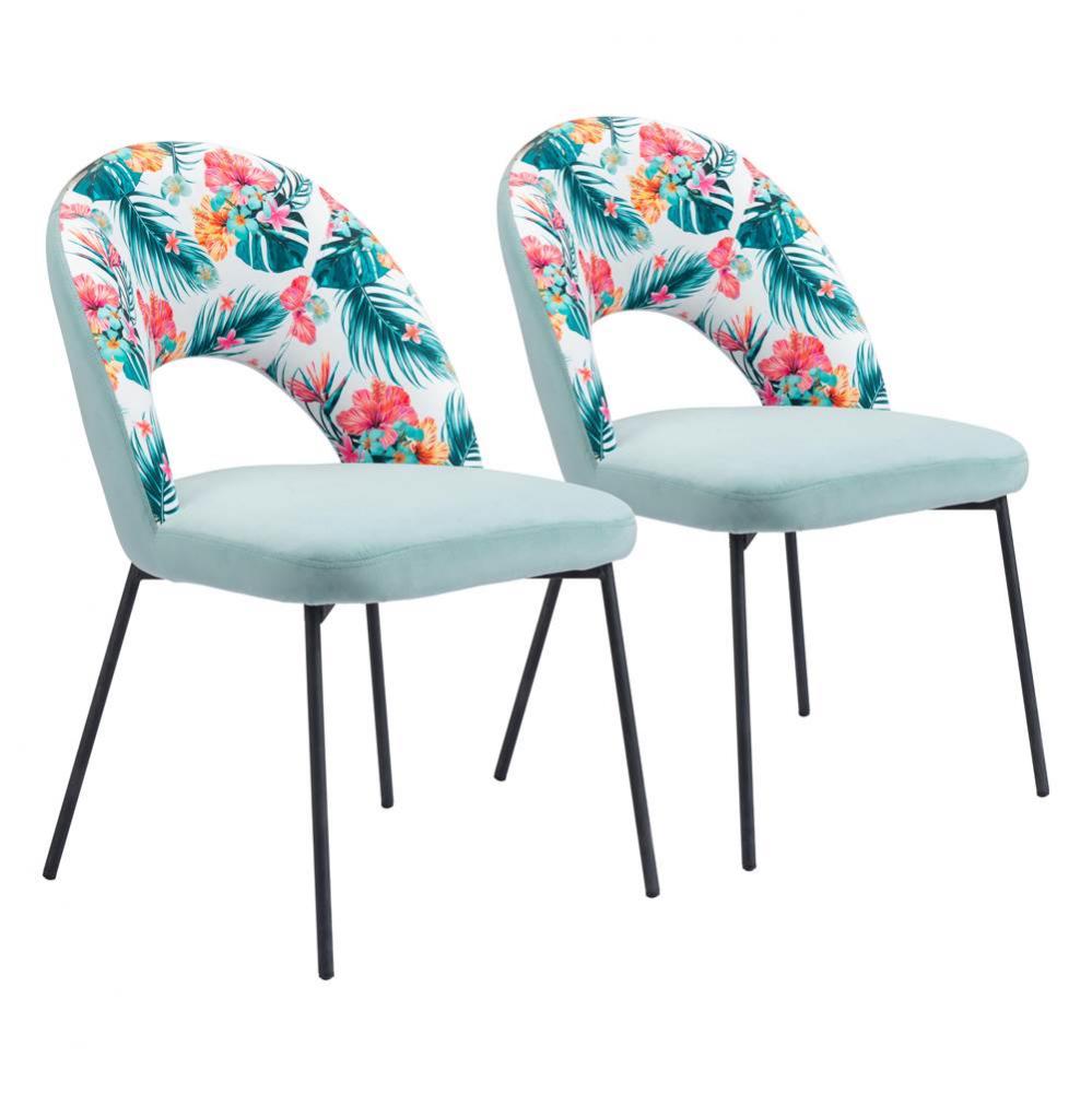 Bethpage Dining Chair (Set of 2) Multicolor Print and Green
