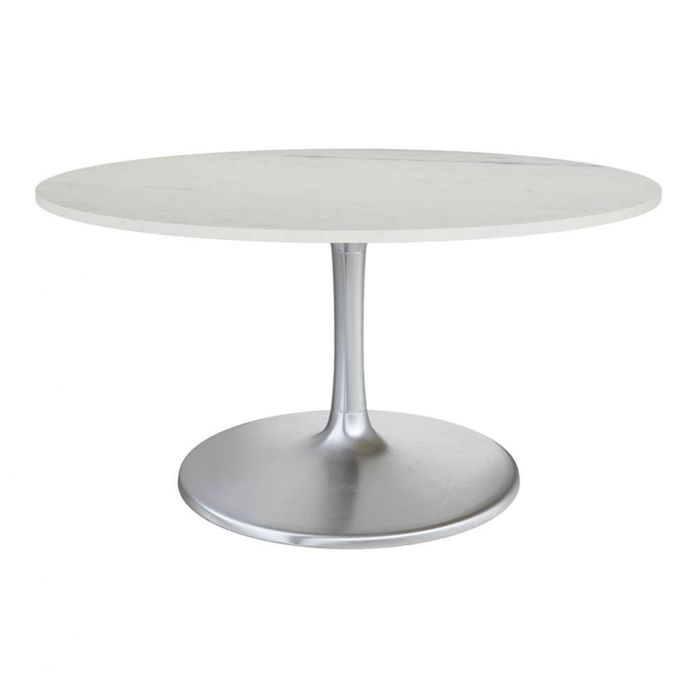 Gotham Dining Table 60'' White and Silver