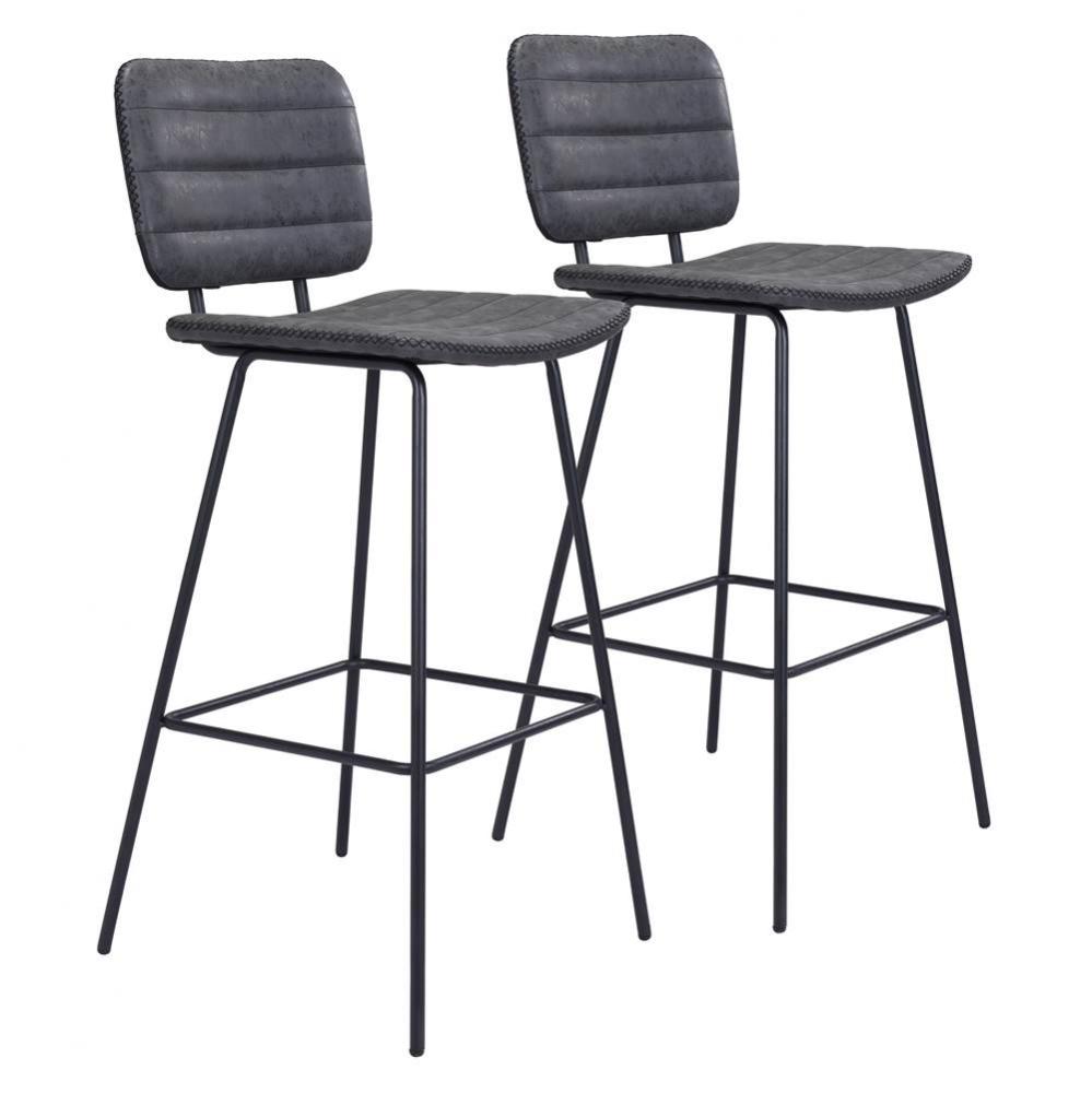 Boston Bar Chair (Set of 2) Vintage Black