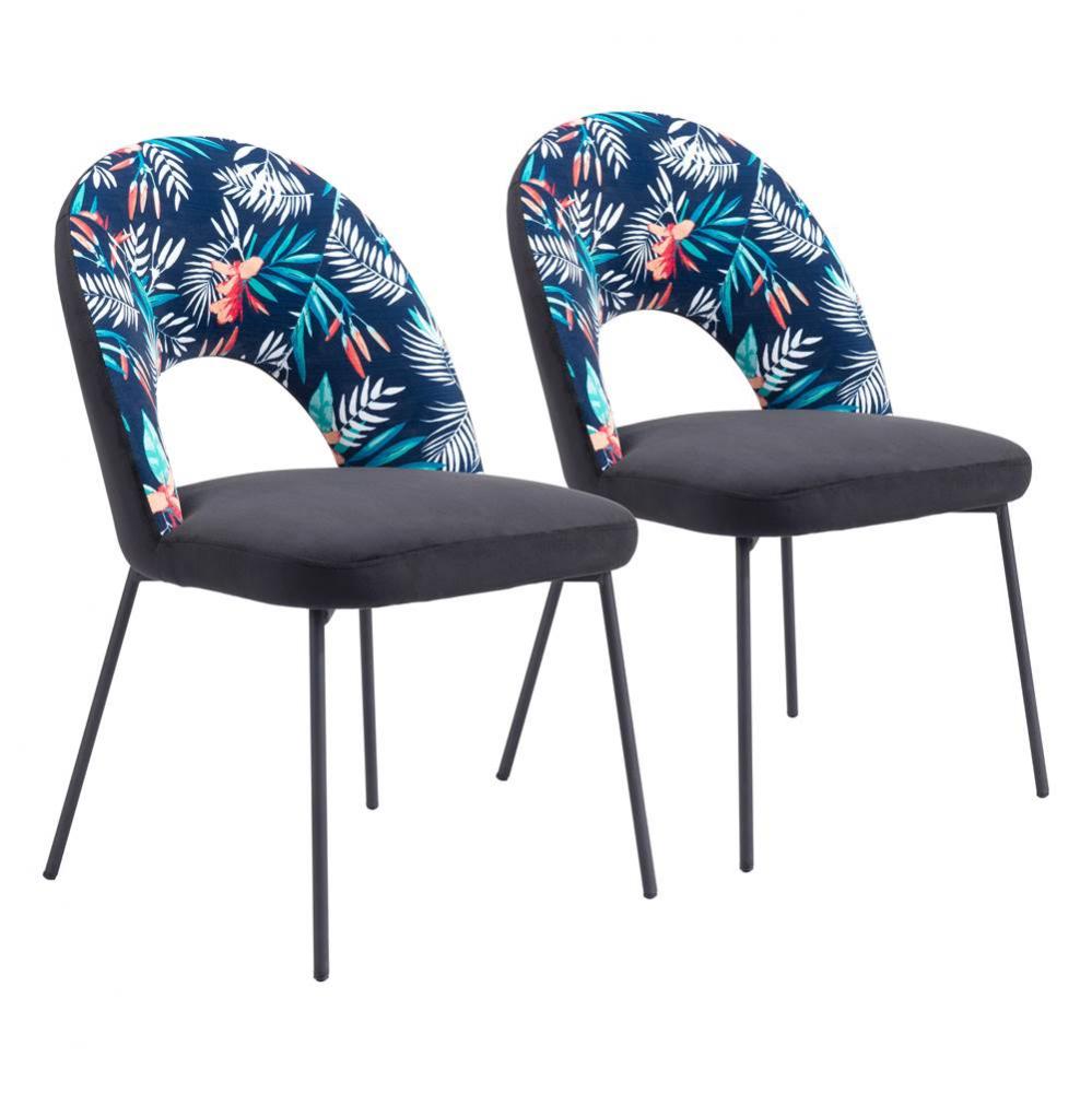 Merion Dining Chair (Set of 2) Multicolor Print and Black