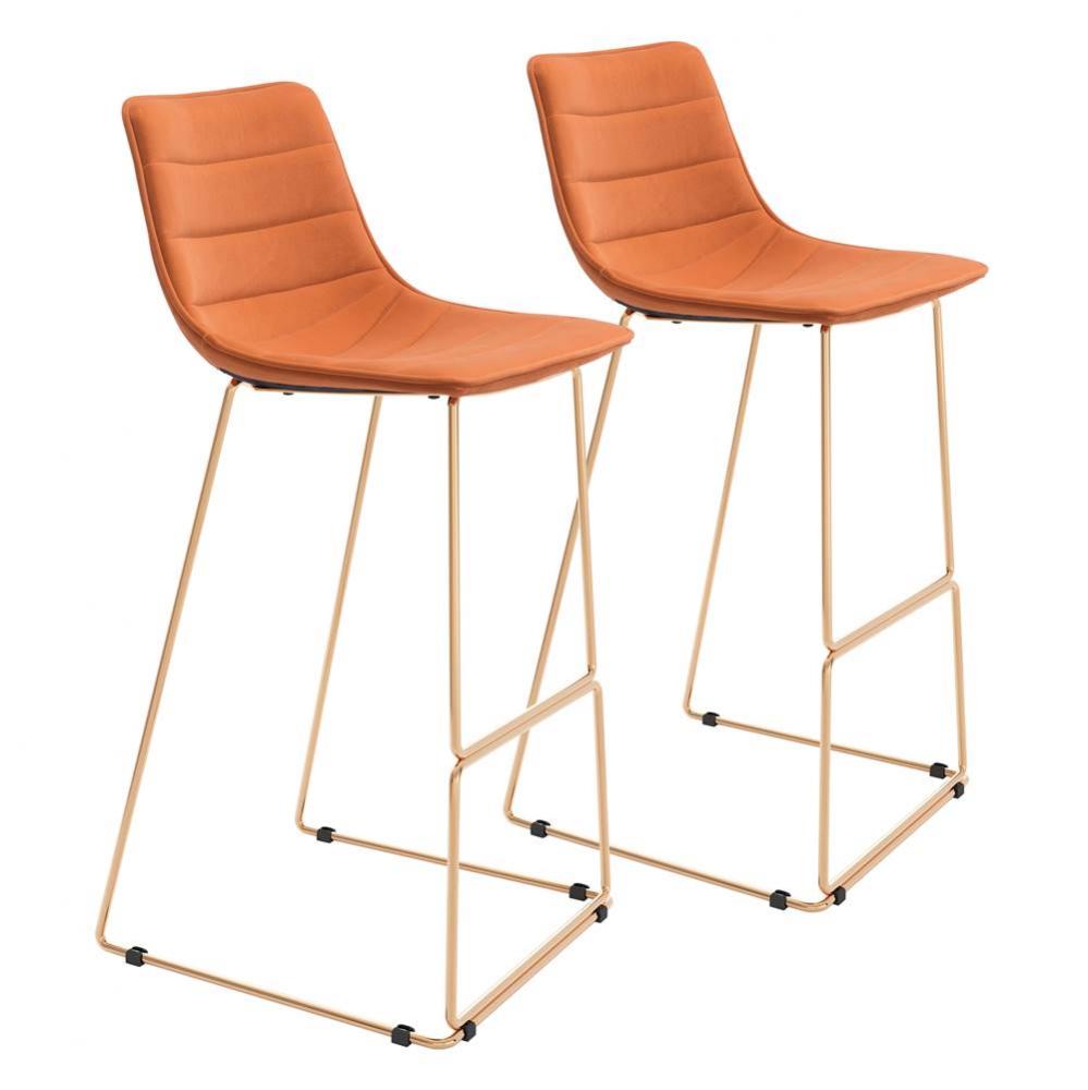 Adele Bar Chair (Set of 2) Orange and Gold