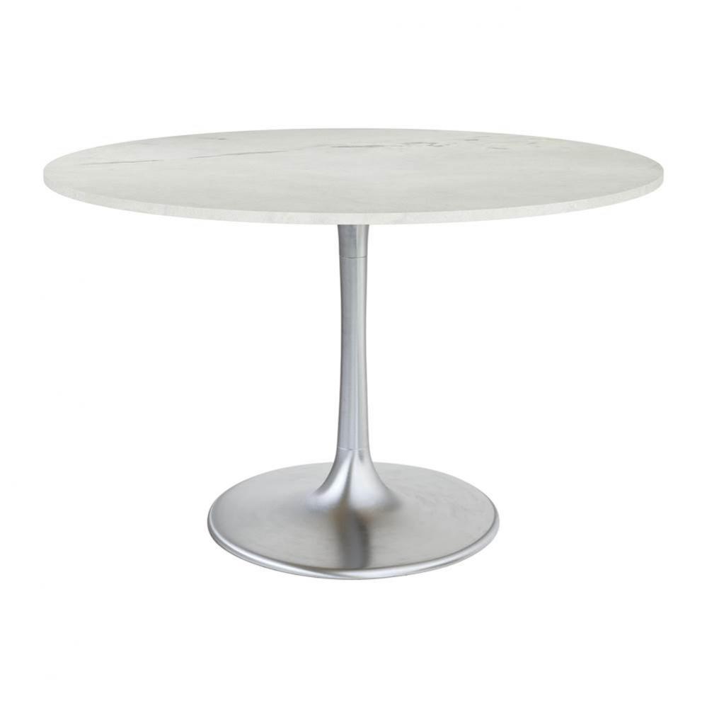 Gotham Dining Table 48'' White and Silver