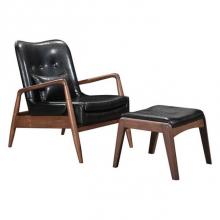 Zuo 100534 - Bully Lounge Chair and Ottoman Black