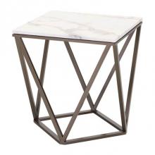 Zuo 100658 - Tintern End Table White and Antique Brass