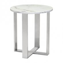 Zuo 100711 - Atlas End Table Stone White and Silver