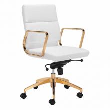 Zuo 101018 - Scientist Low Back Office Chair White & Gold