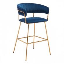 Zuo 101217 - Hanna Bar Chair Dark Blue Velvet (Set of 2)