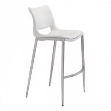 Zuo 101283 - Ace Bar Chair (Set of 2) White and Silver