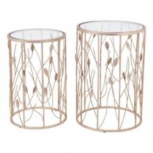 Zuo 101474 - Set of 2 Sage Side Tables Clear and Gold