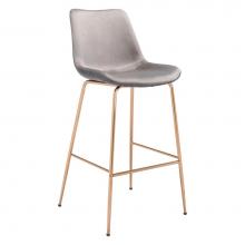 Zuo 101756 - Tony Bar Chair Gray and Gold