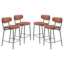 Zuo 109591 - Sharon Counter Chair (Set of 4) Vintage Brown