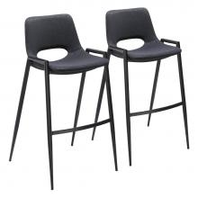 Zuo 109540 - Desi Barstool Chair (Set of 2) Black