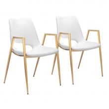 Zuo 109550 - Desi Dining Chair (Set of 2) White and Gold