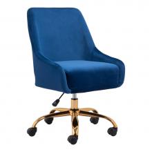 Zuo 109490 - Madelaine Office Chair Navy Blue and Gold