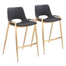 Zuo 109552 - Desi Counter Stool (Set of 2) Black and Gold