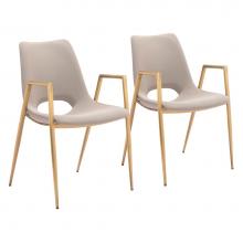 Zuo 109731 - Desi Dining Chair (Set of 2) Beige and Gold