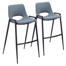 Zuo 109542 - Desi Barstool Chair (Set of 2) Gray