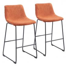 Zuo 109682 - Smart Bar Chair (Set of 2) Burnt Orange