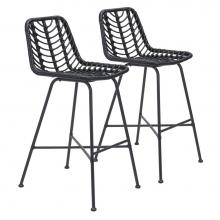 Zuo 703982 - Malaga Bar Chair (Set of 2) Black