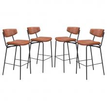 Zuo 109589 - Sharon Bar Chair (Set of 4) Vintage Brown