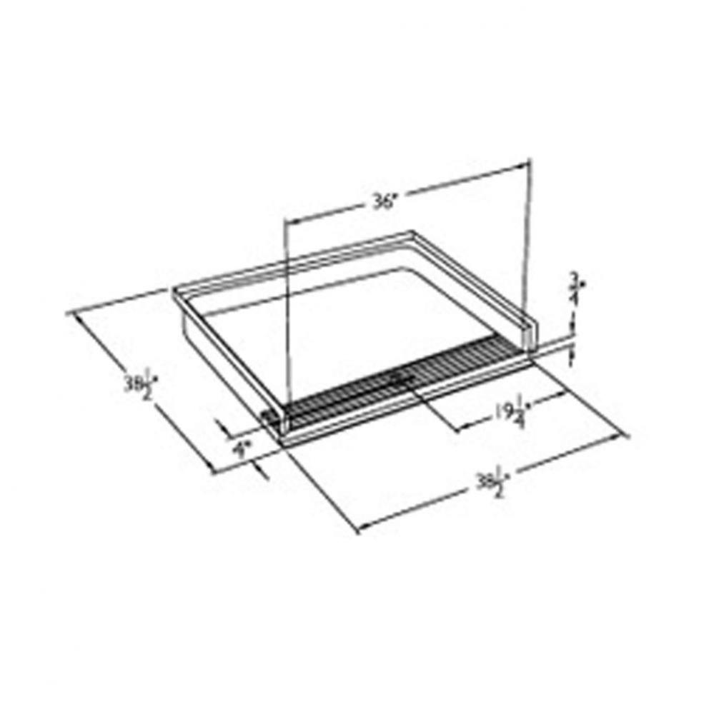 36 x 36 code compliant solid surface transfer shower base with integral trench