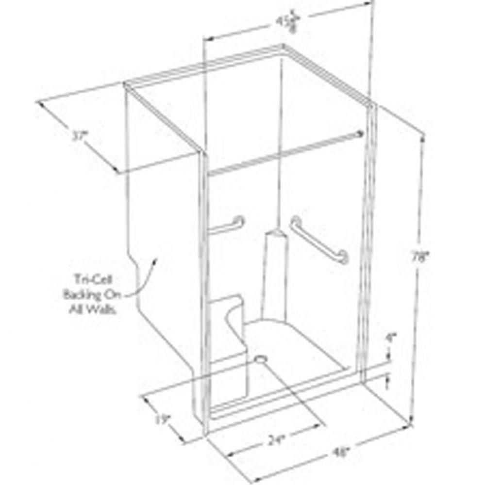 Accessible solid-surface shower with integral