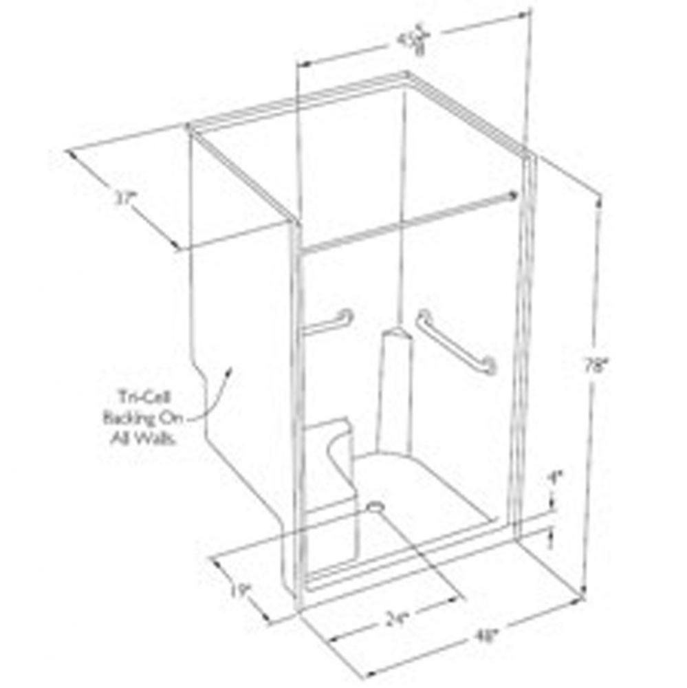 Accessible gelcoat shower with integral