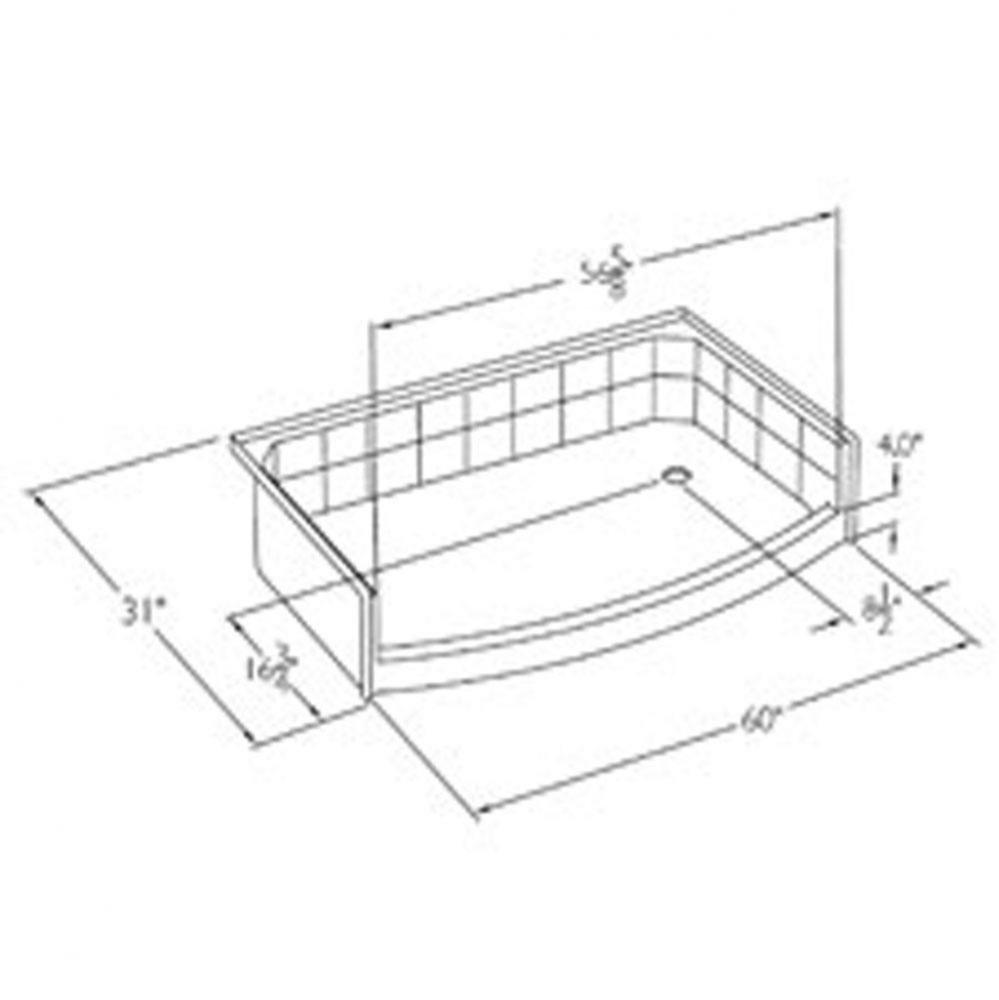 Solid-surface shower base with radius front