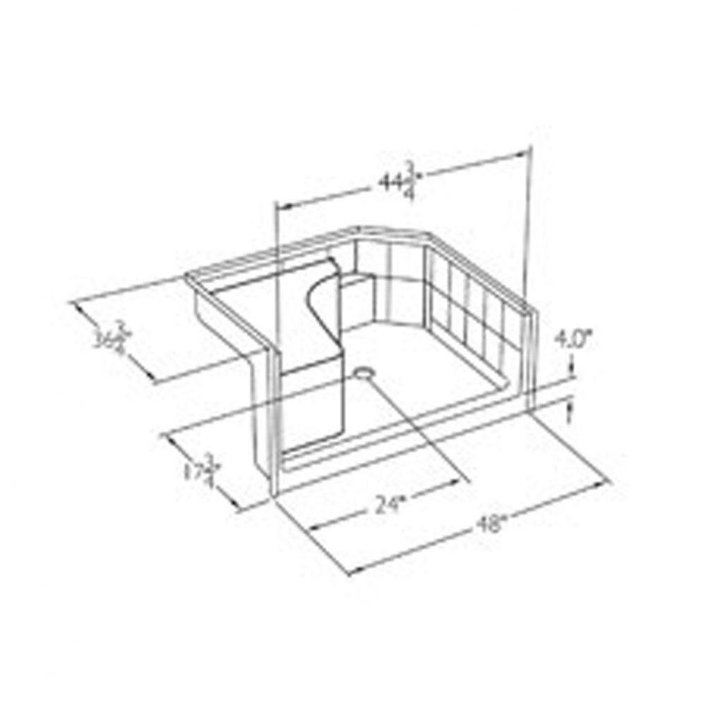 Solid-surface shower base with integral