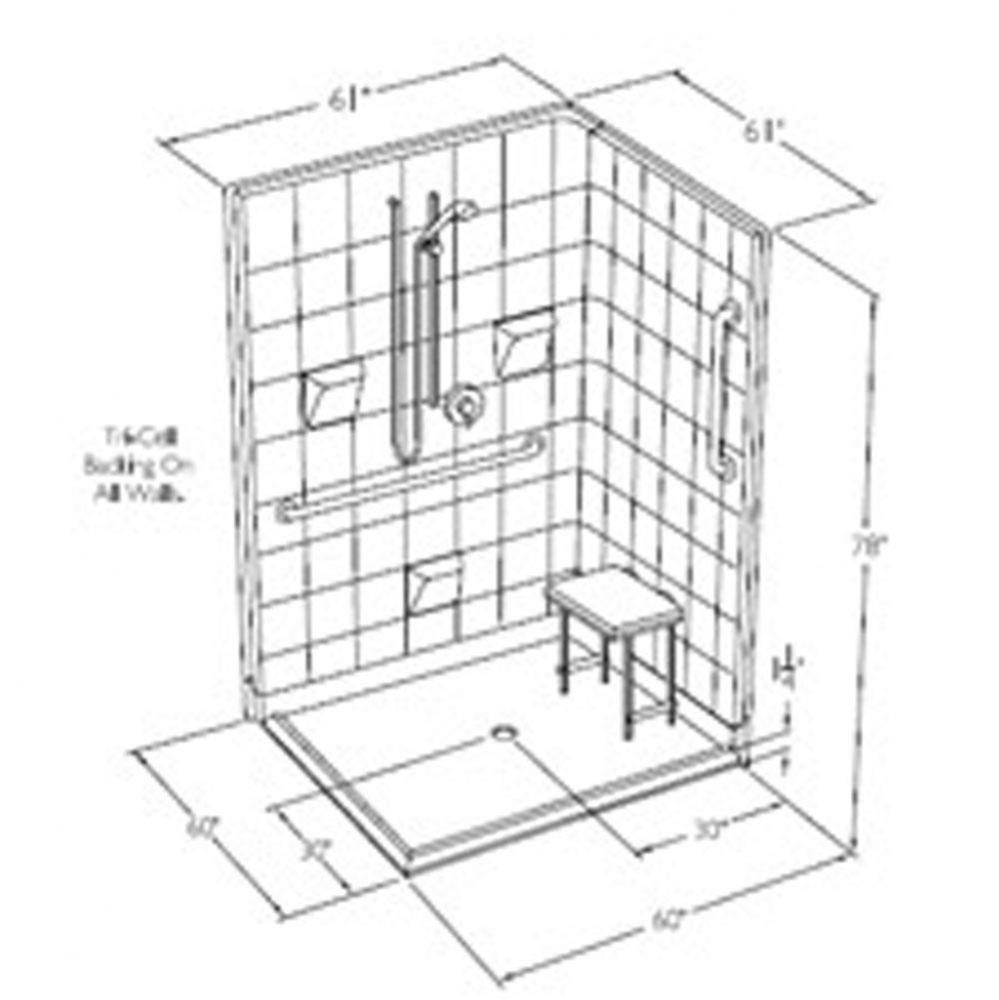 XST6060BF DE 3P Bariatric Plumbing Shower