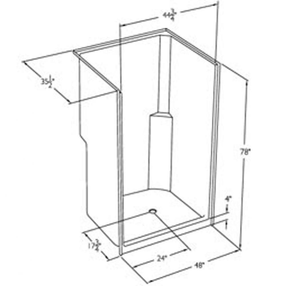 48'' x 36'' accessible solid surface shower with flat back