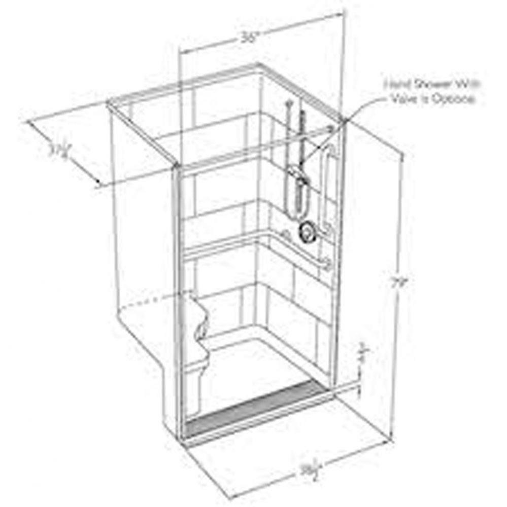 36 x 36 code compliant solid surface transfer shower with integral trench