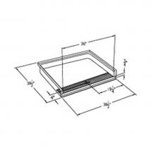 Comfort Designs SSB3838TR.75 Base - 36 x 36 code compliant solid surface transfer shower base with integral trench