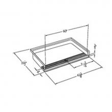 Comfort Designs SSB6232TR.75 Base - 60 x 30 code compliant solid surface roll in shower base with integral trench